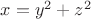 $x=y^2+z^2$