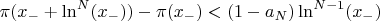 $\pi(x_{-}+\ln^N(x_{-}))-\pi(x_{-})<(1-a_N) \ln^{N-1}(x_{-})$