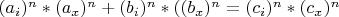 ${(a_i)^n*(a_x)^n} + {(b_i)^n*((b_x)^n} = {(c_i)^n*(c_x)^n}$