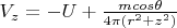 $V_z=-U+\frac{m cos\theta}{4\pi (r^2+z^2)}$