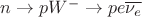 $n \to p W^- \to p e\overline{\nu_e}$