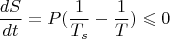 $$\frac {dS}{dt}=P(\frac {1}{T_s}-\frac {1}{T})\leqslant 0$$