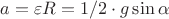 $a=\varepsilon R=1/2\cdot g\sin\alpha$