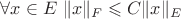 $\forall x \in E \ \| x \|_{F} \leqslant C\| x \|_{E}$