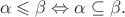 $$\alpha\leqslant\beta\Leftrightarrow\alpha\subseteq\beta.$$