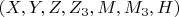 $(X, Y, Z, Z_3, M, M_3, H)$