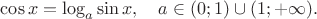 $\cos x= \log_a \sin x, \quad a \in (0; 1) \cup (1; +\infty).$