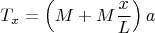 $$T_x=\left(M+M\dfrac{x}{L}\right)a$$