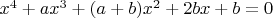 $x^4+ax^3+(a+b)x^2+2bx+b=0$