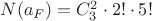 $N(a_F) = C_3^2\cdot 2!\cdot 5!$
