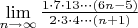 $ \lim\limits_{ n \to \infty} \frac{1 \cdot 7 \cdot 13 \cdot \cdot \cdot (6n-5)}{2 \cdot 3 \cdot 4 \cdot \cdot \cdot (n+1)}$