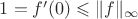 $1=f'(0)\leqslant\|f\|_\infty$