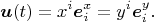$$\boldsymbol u(t)=x^i\boldsymbol e^x_i=y^i\boldsymbol e_i^y.$$