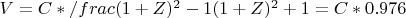 $V=C*/frac{(1+Z)^2-1}{(1+Z)^2+1}=C*0.976$