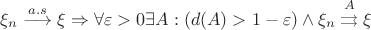$\xi_n \stackrel{a.s}\longrightarrow \xi \Rightarrow \forall \varepsilon > 0 \exists A: (d(A) > 1 - \varepsilon) \wedge \xi_n \stackrel{A}{\rightrightarrows}\xi$