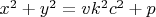$x^2+y^2=vk^2c^2+p$