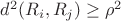 $d^2(R_i,R_j) \ge \rho^2$