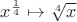 $x^{\frac 1 4} \mapsto \sqrt[4] x$