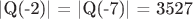 |Q(-2)| = |Q(-7)| = 3527