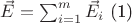 $\vec{E}=\sum_{i=1}^{m}\vec{E}_{i}$ (1) $\vec{E}=\sum_{i=1}^{m}\vec{E}_{i}$ (1)