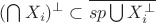 $(\bigcap X_i)^\perp \subset \overline{sp\bigcup X_i^\perp}$
