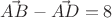 $\vec{AB}-\vec{AD}=8$