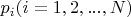 $p_i (i=1, 2, ..., N)$