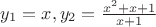 $y_1=x,y_2=\frac{x^2+x+1}{x+1}$