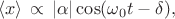 $$\langle x \rangle \,\propto\, |\alpha| \cos (\omega_0t-\delta),$$