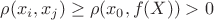 $\rho(x_i,x_j)\ge\rho(x_0,f(X))>0$