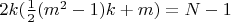 $2k(\frac{1}{2}(m^2-1)k+m)=N-1$