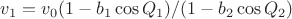 $v_1=v_0 (1-b_1 \cos Q_1) / (1-b_2 \cos Q_2)$
