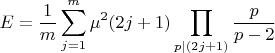 $$E=\frac {1} {m}\sum_{j=1}^{m} \mu^2(2j+1)\prod _{p \mid(2j+1)} \frac{p}{p-2}$$