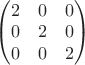 $\begin{pmatrix} 2&  0& 0\\ 0&  2&  0\\ 0&  0&  2\end{pmatrix}$