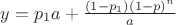 $y = p_1a+\frac{(1-p_1)(1-p)^n}{a}$