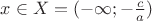 $x\in X=(-\infty;-\frac{c}{a})$