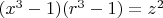$(x^3-1)(r^3-1)=z^2$