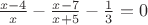 $\frac{x-4}{x} - \frac{x-7}{x+5} - \frac{1}{3} = 0