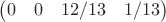 $\begin{pmatrix}
0 &0  &12/13 &1/13 
\end{pmatrix}$