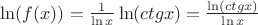 $\ln(f(x))=\frac{1}{\ln x}\ln(ctgx)=\frac{\ln(ctgx)}{\ln x}$
