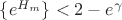$\{e^{H_m}\}<2-e^{\gamma}$