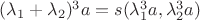 $(\lambda_1+\lambda_2)^3 a = s(\lambda_1^3 a, \lambda_2^3 a)$