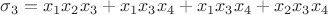 $\sigma_3=x_1x_2x_3+x_1x_3x_4+x_1x_3x_4+x_2x_3x_4$