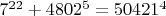 $7^{22}+4802^5=50421^4$