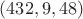 $(432, 9, 48)$
