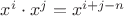 $x^i \cdot x^j =x^{i+j-n}$