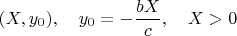 $$(X,y_0),\quad y_0=-\frac{bX}{c},\quad X>0$$