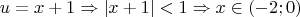 $$u=x+1 \Rightarrow \left\lvert x+1 \right\rvert<1\Rightarrow x\in (-2;0)$$
