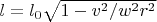 $l=l_{0}\sqrt{1-v^2/w^2r^2}$