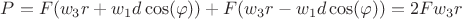 $P = F (w_3 r + w_1 d \cos(\varphi)) + F (w_3 r - w_1 d \cos(\varphi)) = 2 F w_3 r$